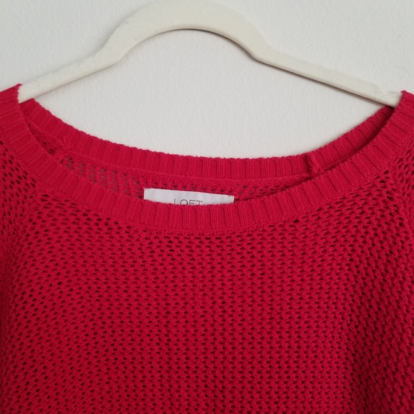 LOFT RED PULLOVER LONG BELL SLEEVE SWEATER - Picture 3 of 7